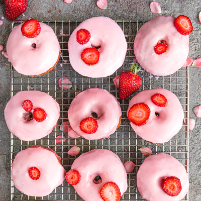 Yeast Free Strawberry Glazed Donuts